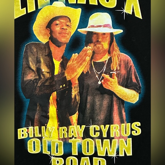 Lil Nas X Billy Ray Cyrus Old Town Road Black T-Shirt Medium - Picture 2 of 6